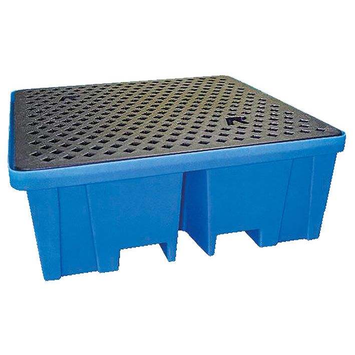 Bac de rétention polyéthylène charge 1200 kg 2 fûts capacité 230 litres - Rotaket Manutention