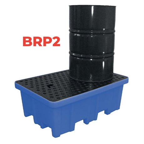 Bac de rétention polyéthylène charge 1200 kg 2 fûts capacité 230 litres - Rotaket Manutention