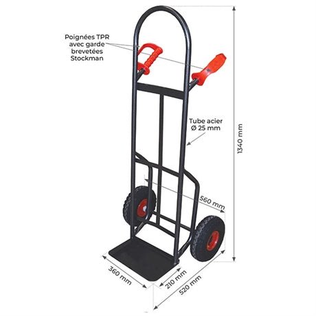 Diable acier bavette fixe 300 kg - Rotaket Manutention