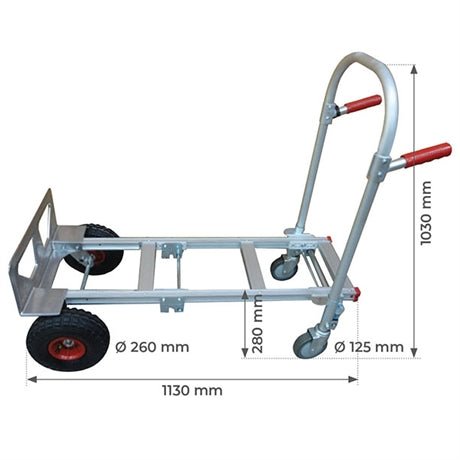 Diable / chariot aluminium 2 en 1 250 / 350 kg - Rotaket Manutention