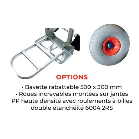 Diable / chariot aluminium 2 en 1 250 / 350 kg - Rotaket Manutention