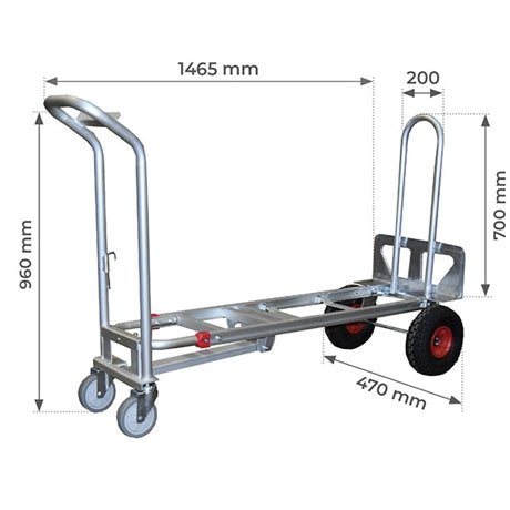 Diable / chariot aluminium 3 en 1 250 / 350 kg - Rotaket Manutention