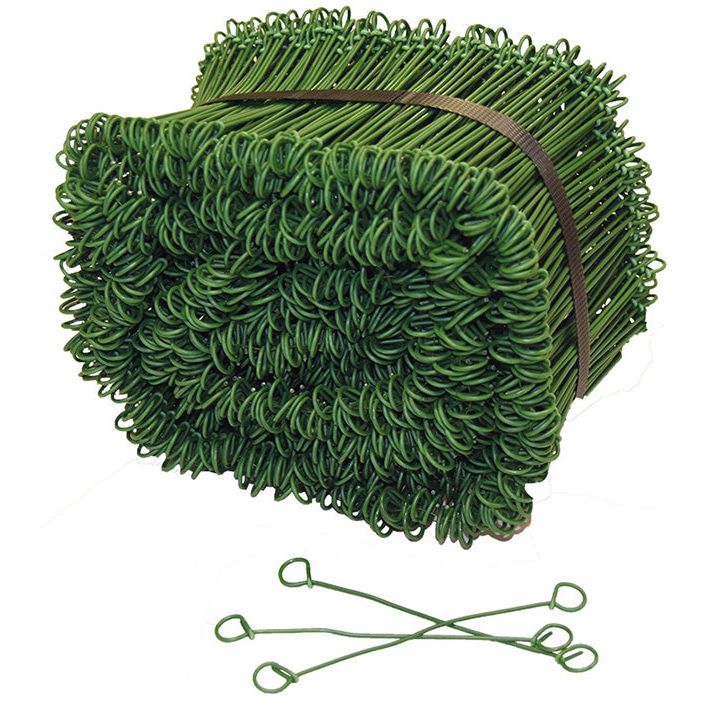 Liens à deux boucles acier plastifié 200 mm VERT, par boîte de 1000 pièces - Rotaket Manutention