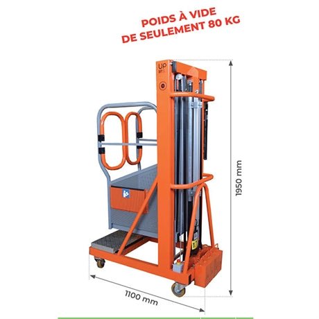 Nacelle semi - électrique aluminium hauteur de travail 5 mètres - Rotaket Manutention