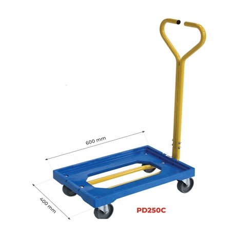Plateforme roulante plastique 250 kg (timon acier) - Rotaket Manutention