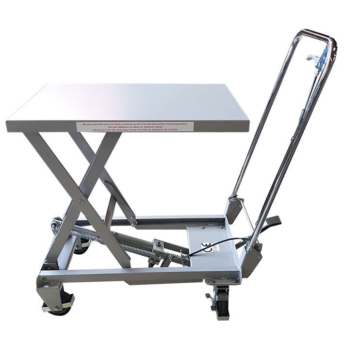Table élévatrice manuelle aluminium 100 kg - Rotaket Manutention
