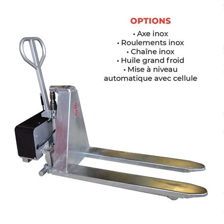 Transpalette électrique haute levée galvanisé 1000 kg - Rotaket Manutention