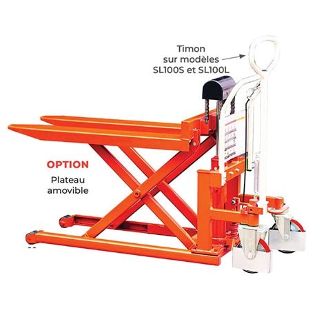 Transpalette haute levée manuel grande capacité largeur 500 kg SANS TIMON - Rotaket Manutention