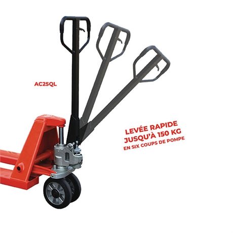 Transpalette manuel levée rapide premium 2500 kg - timon non monté au dessus de 3 unités commandées - Rotaket Manutention