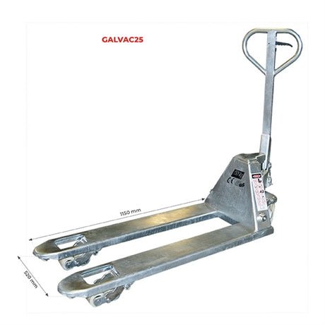 Transpalette manuel premium galvanisé 2500 kg - Rotaket Manutention