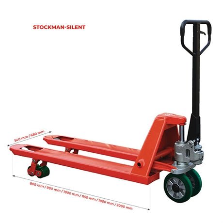 Transpalette manuel silencieux 2500 kg roues directrices (standard) - Rotaket Manutention
