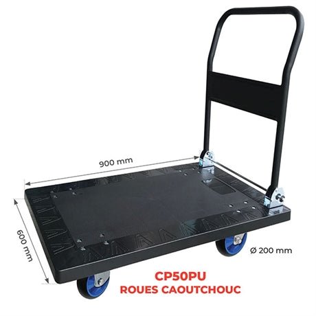 Chariot plastique avec dossier rabattable 300 à 500 kg