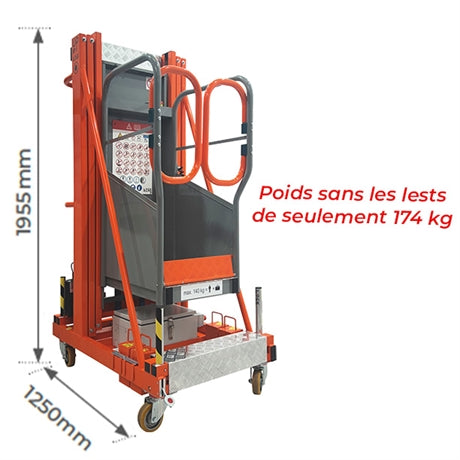 Nacelle semi-électrique aluminium hauteur de travail 6 mètres - UPLIFT6 Stockman