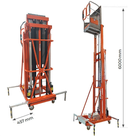 Nacelle semi-électrique aluminium hauteur de travail 6 mètres - UPLIFT6 Stockman
