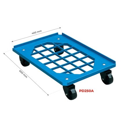 Plateforme roulante plastique 250 kg (plateau grillagé)