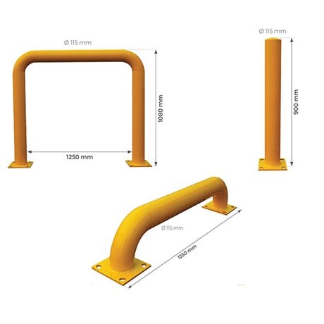 Poteau cylindrique et arceau de protection hauteur totale 1080 mm