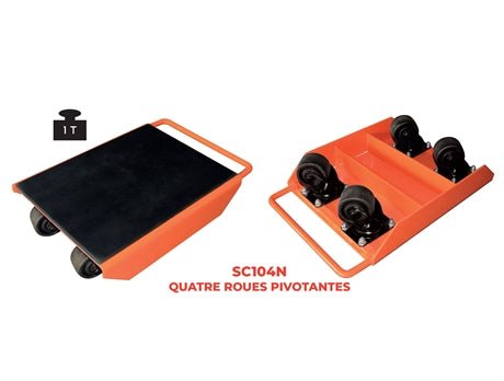 Rouleur avec galets pivotants 1000 kg 4 roues pivotantes