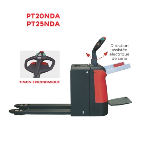 Transpalette électrique autoporté avec capacité de charge de 2000 à 2500 kg