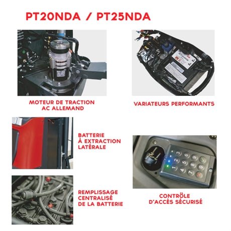 Transpalette électrique autoporté avec capacité de charge de 2000 à 2500 kg